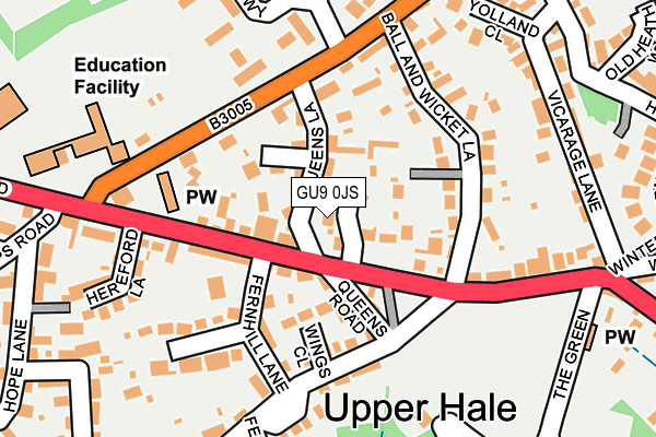 GU9 0JS map - OS OpenMap – Local (Ordnance Survey)