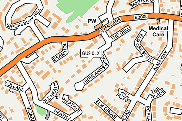 GU9 0LX map - OS OpenMap – Local (Ordnance Survey)
