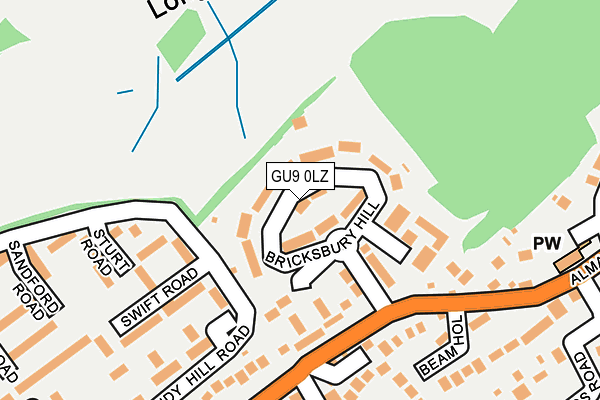 GU9 0LZ map - OS OpenMap – Local (Ordnance Survey)