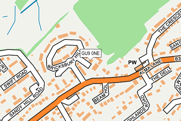 GU9 0NE map - OS OpenMap – Local (Ordnance Survey)