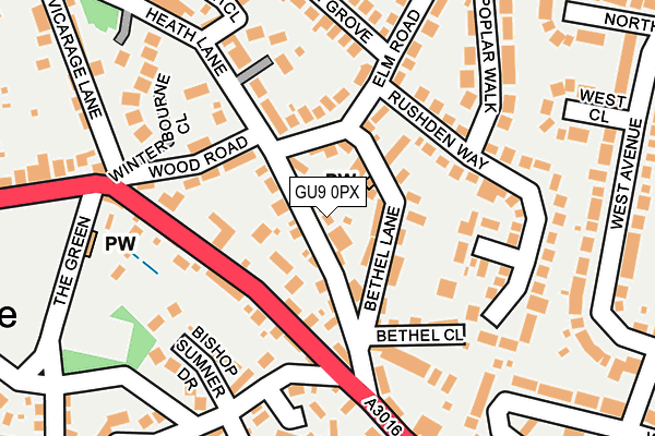 GU9 0PX map - OS OpenMap – Local (Ordnance Survey)