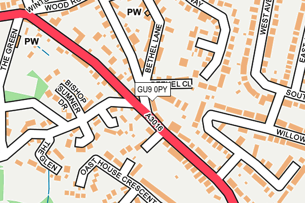 GU9 0PY map - OS OpenMap – Local (Ordnance Survey)