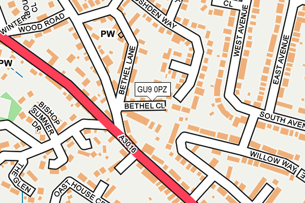 GU9 0PZ map - OS OpenMap – Local (Ordnance Survey)