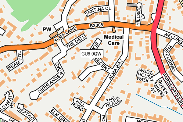 GU9 0QW map - OS OpenMap – Local (Ordnance Survey)