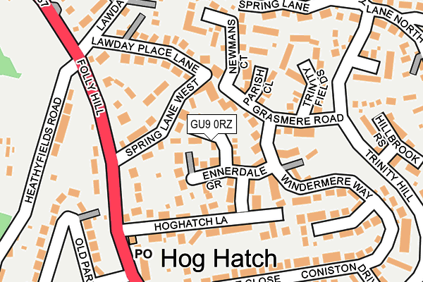 GU9 0RZ map - OS OpenMap – Local (Ordnance Survey)