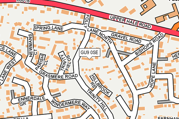 GU9 0SE map - OS OpenMap – Local (Ordnance Survey)