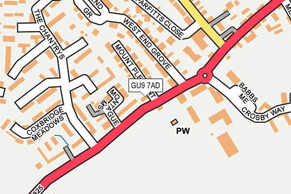 GU9 7AD map - OS OpenMap – Local (Ordnance Survey)
