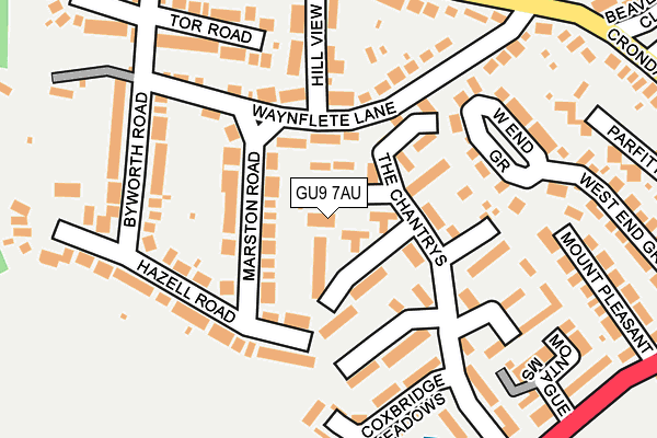 GU9 7AU map - OS OpenMap – Local (Ordnance Survey)