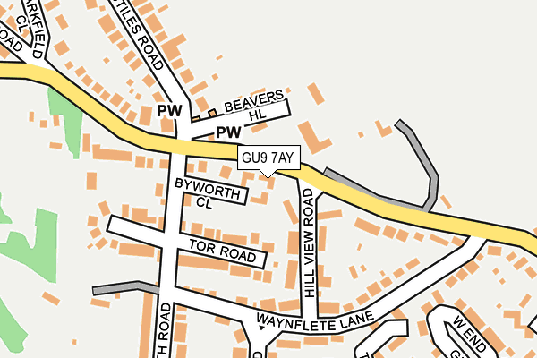 GU9 7AY map - OS OpenMap – Local (Ordnance Survey)