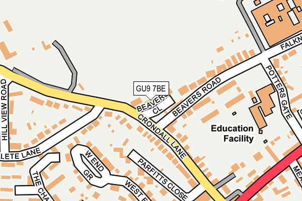 GU9 7BE map - OS OpenMap – Local (Ordnance Survey)