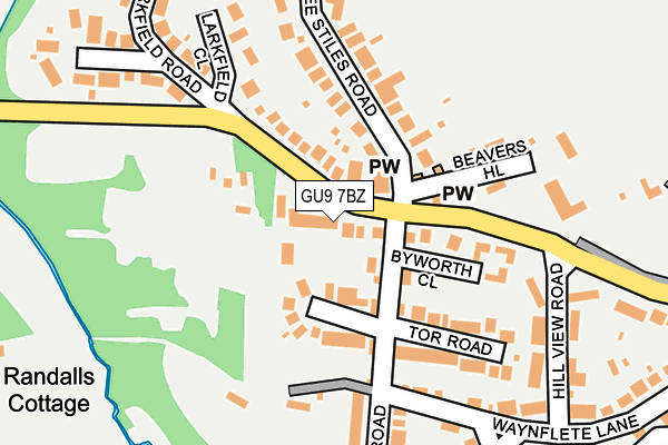 GU9 7BZ map - OS OpenMap – Local (Ordnance Survey)