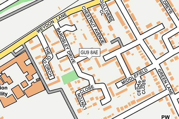 GU9 8AE map - OS OpenMap – Local (Ordnance Survey)