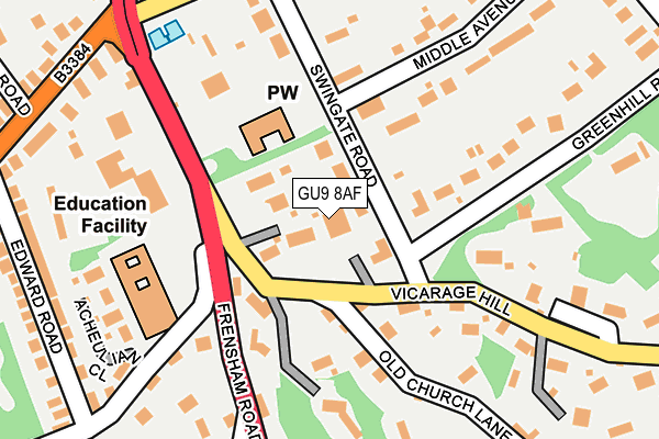 GU9 8AF map - OS OpenMap – Local (Ordnance Survey)