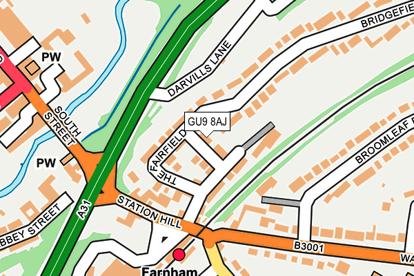 GU9 8AJ map - OS OpenMap – Local (Ordnance Survey)