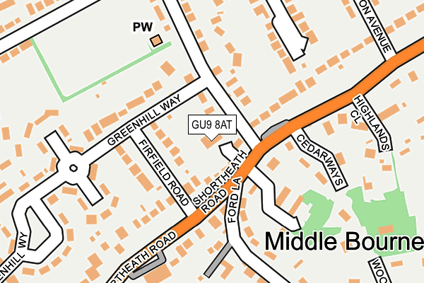 GU9 8AT map - OS OpenMap – Local (Ordnance Survey)