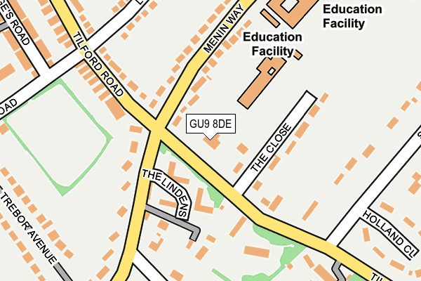 GU9 8DE map - OS OpenMap – Local (Ordnance Survey)