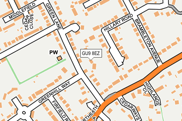 GU9 8EZ map - OS OpenMap – Local (Ordnance Survey)