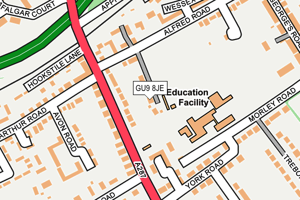 GU9 8JE map - OS OpenMap – Local (Ordnance Survey)