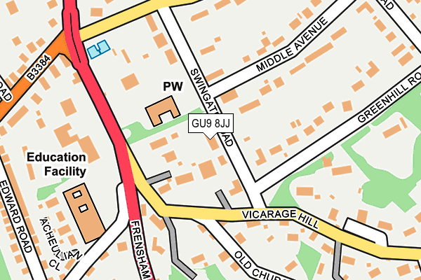 GU9 8JJ map - OS OpenMap – Local (Ordnance Survey)