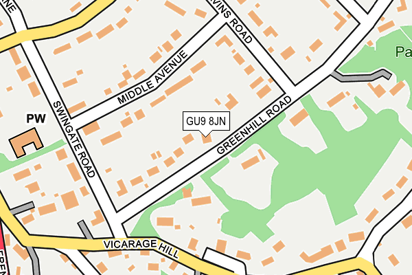 GU9 8JN map - OS OpenMap – Local (Ordnance Survey)