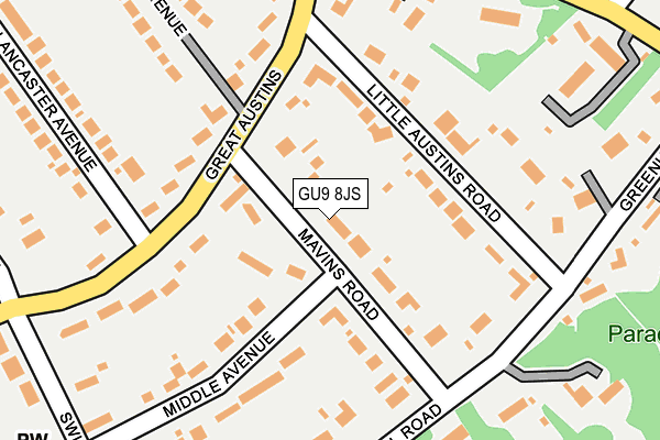 GU9 8JS map - OS OpenMap – Local (Ordnance Survey)