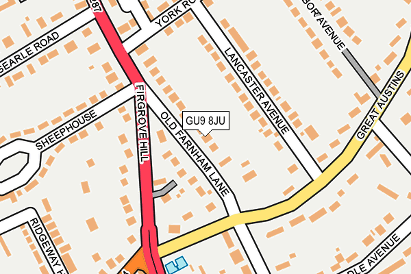 GU9 8JU map - OS OpenMap – Local (Ordnance Survey)