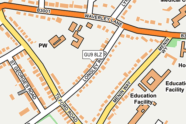 GU9 8LZ map - OS OpenMap – Local (Ordnance Survey)