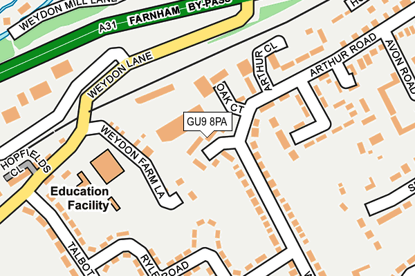 GU9 8PA map - OS OpenMap – Local (Ordnance Survey)