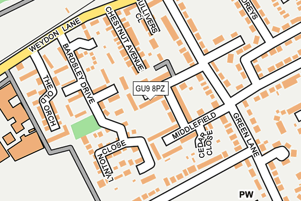 GU9 8PZ map - OS OpenMap – Local (Ordnance Survey)