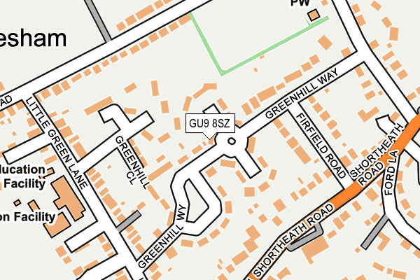 GU9 8SZ map - OS OpenMap – Local (Ordnance Survey)