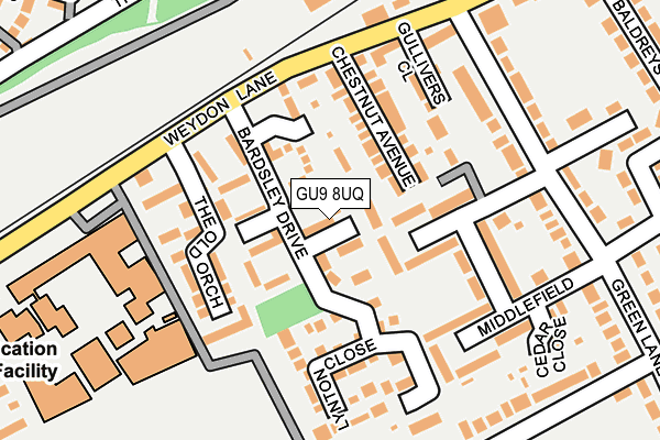 GU9 8UQ map - OS OpenMap – Local (Ordnance Survey)