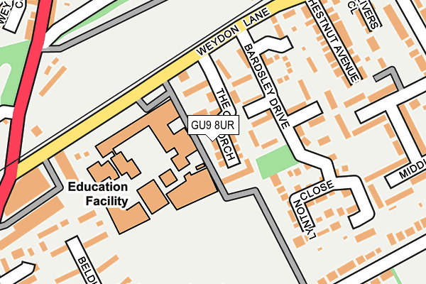 GU9 8UR map - OS OpenMap – Local (Ordnance Survey)