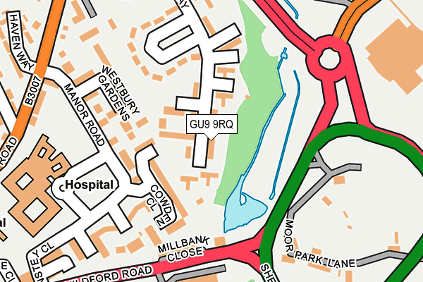 GU9 9RQ map - OS OpenMap – Local (Ordnance Survey)