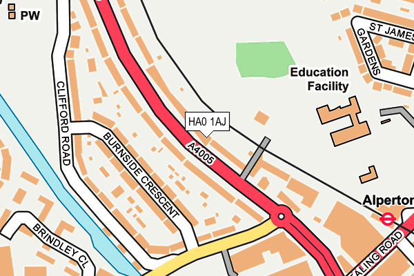 HA0 1AJ map - OS OpenMap – Local (Ordnance Survey)