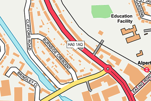 HA0 1AQ map - OS OpenMap – Local (Ordnance Survey)