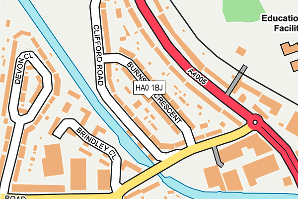HA0 1BJ map - OS OpenMap – Local (Ordnance Survey)