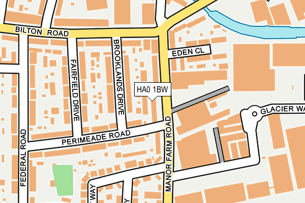 HA0 1BW map - OS OpenMap – Local (Ordnance Survey)