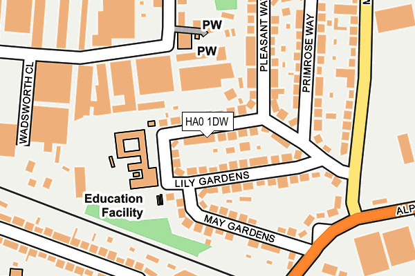 HA0 1DW map - OS OpenMap – Local (Ordnance Survey)
