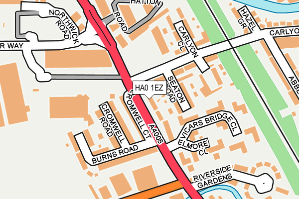 HA0 1EZ map - OS OpenMap – Local (Ordnance Survey)