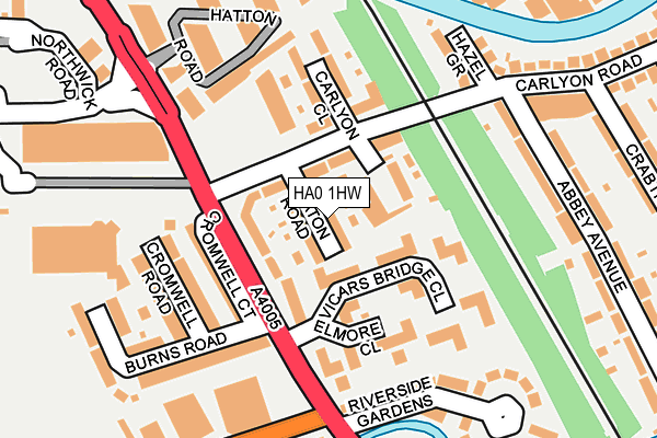 HA0 1HW map - OS OpenMap – Local (Ordnance Survey)