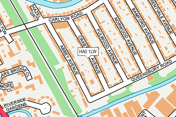 HA0 1LW map - OS OpenMap – Local (Ordnance Survey)