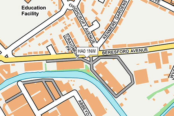 HA0 1NW map - OS OpenMap – Local (Ordnance Survey)