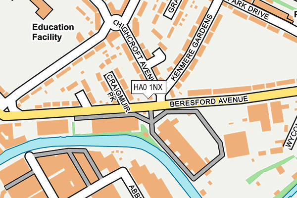 HA0 1NX map - OS OpenMap – Local (Ordnance Survey)