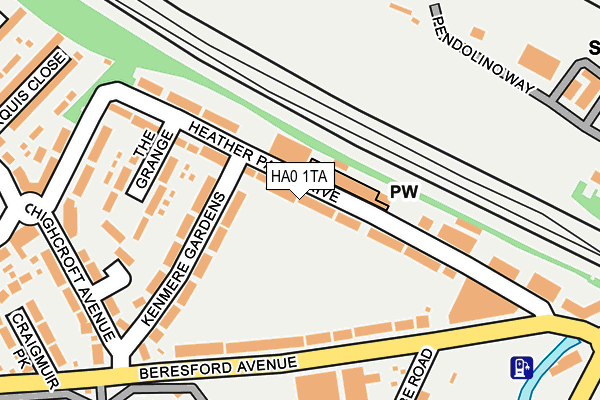 HA0 1TA map - OS OpenMap – Local (Ordnance Survey)