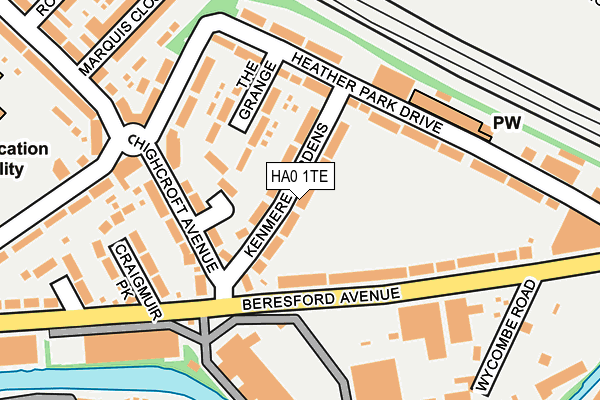 HA0 1TE map - OS OpenMap – Local (Ordnance Survey)