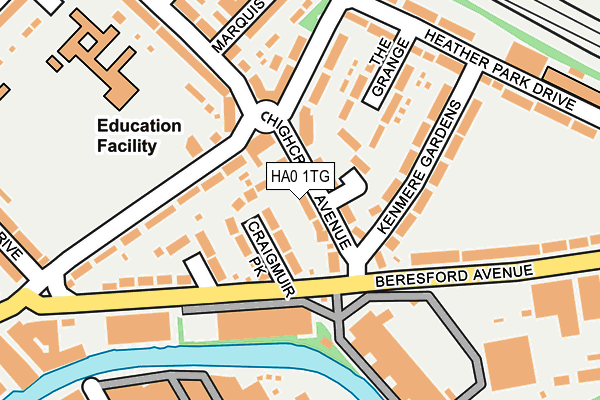 HA0 1TG map - OS OpenMap – Local (Ordnance Survey)