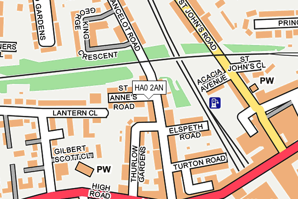HA0 2AN map - OS OpenMap – Local (Ordnance Survey)