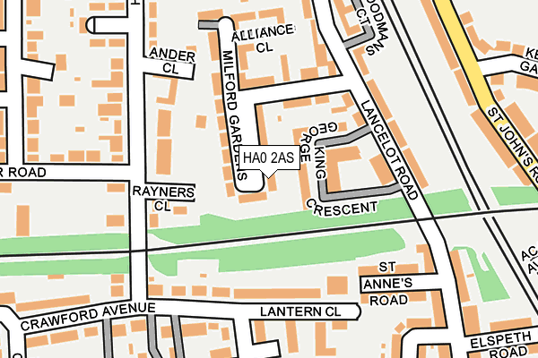 HA0 2AS map - OS OpenMap – Local (Ordnance Survey)