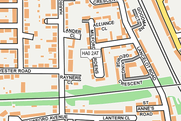 HA0 2AT map - OS OpenMap – Local (Ordnance Survey)