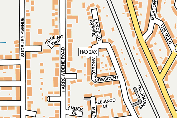 HA0 2AX map - OS OpenMap – Local (Ordnance Survey)